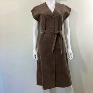 Vintage Bill Blass Ultrasuede 1970’s Belted Midi Dress Size 12
